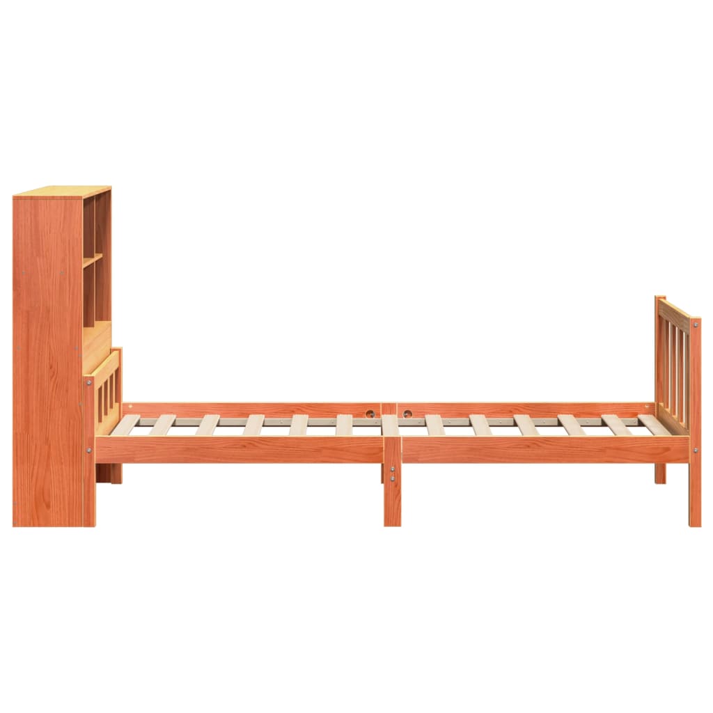 seng med reol uden madras 75x190 cm massivt træ gyldenbrun