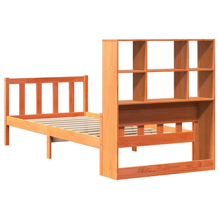seng med reol uden madras 75x190 cm massivt træ gyldenbrun