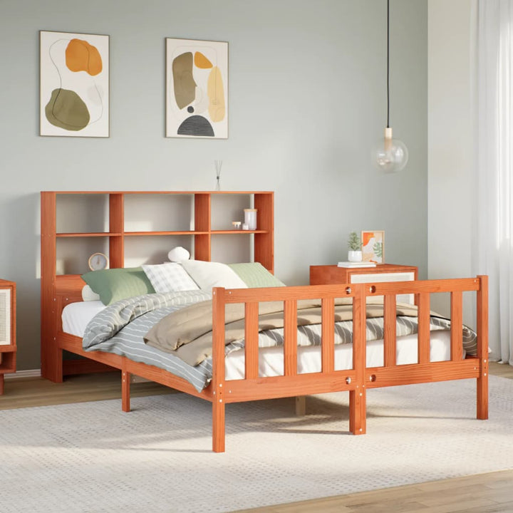 seng med reol uden madras 150x200 cm massivt træ gyldenbrun