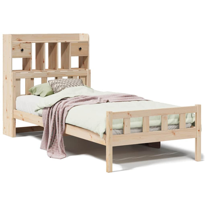 seng med reol uden madras 90x190 cm massivt fyrretræ