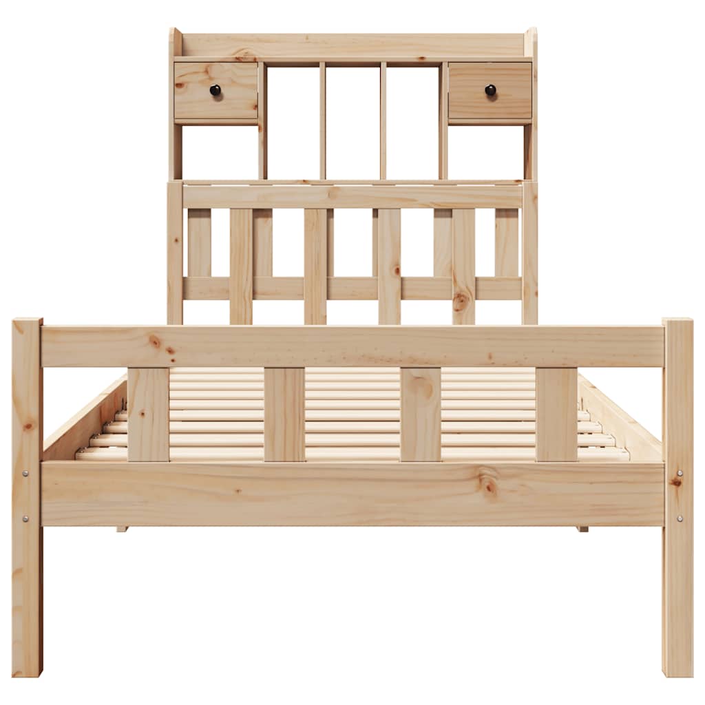 seng med reol uden madras 90x190 cm massivt fyrretræ