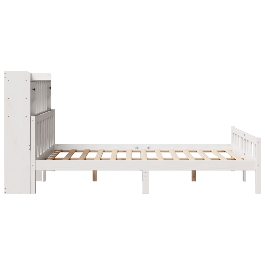 seng med reol uden madras 150x200 cm massivt fyrretræ hvid