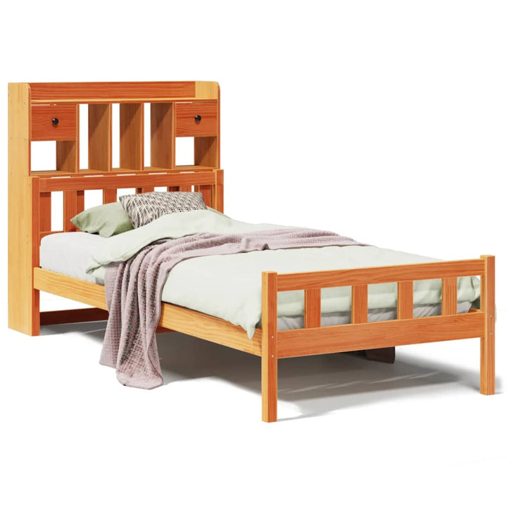 seng med reol uden madras 75x190 cm massivt fyrretræ gyldenbrun