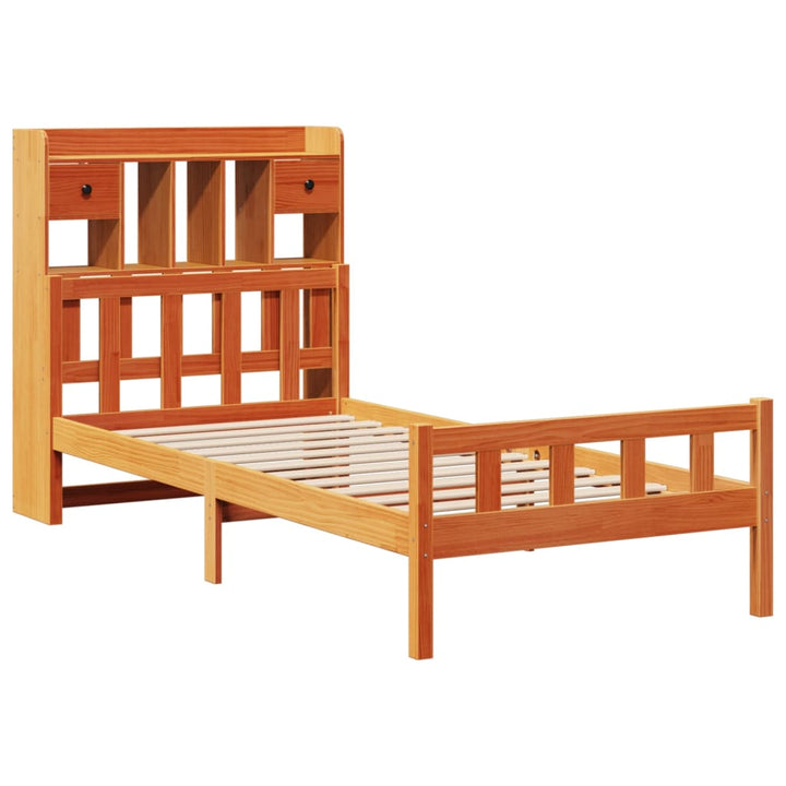 seng med reol uden madras 75x190 cm massivt fyrretræ gyldenbrun