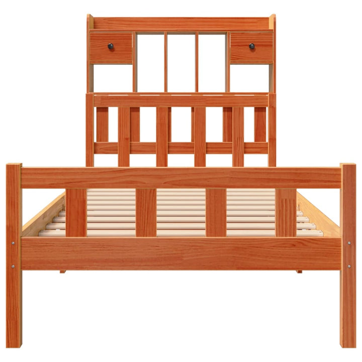 seng med reol uden madras 75x190 cm massivt fyrretræ gyldenbrun