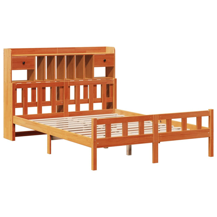 seng med reol uden madras 150x200cm massivt fyrretræ gyldenbrun