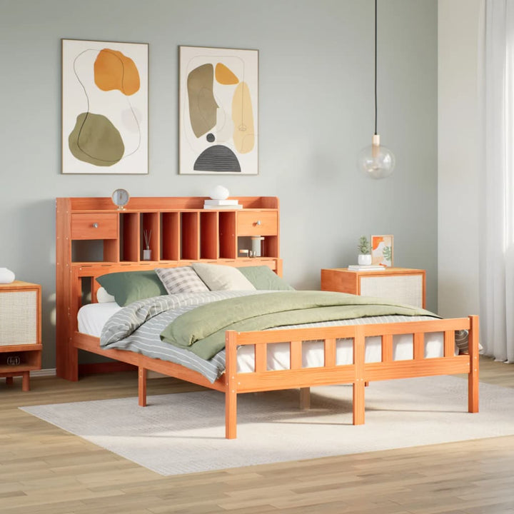seng med reol uden madras 150x200cm massivt fyrretræ gyldenbrun