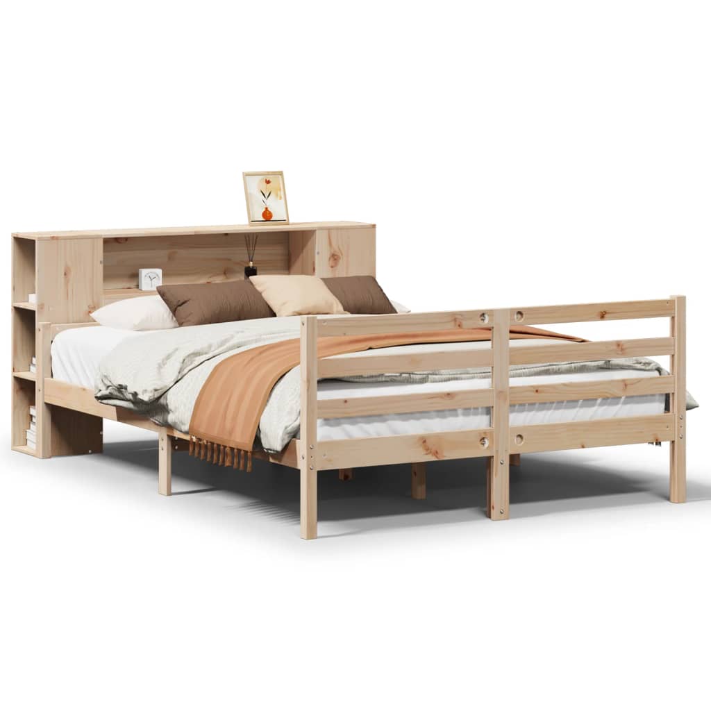 seng med reol uden madras 135x190 cm massivt fyrretræ
