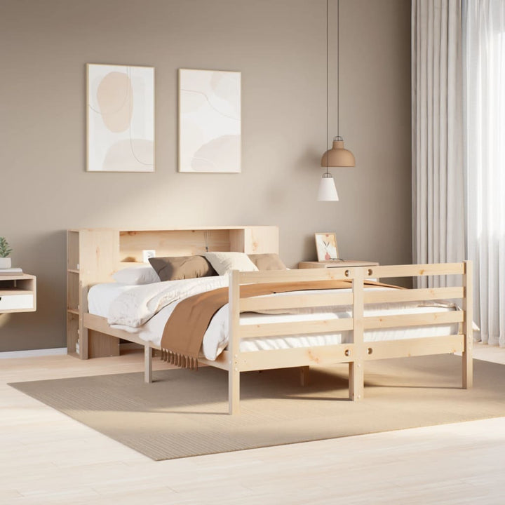 seng med reol uden madras 135x190 cm massivt fyrretræ
