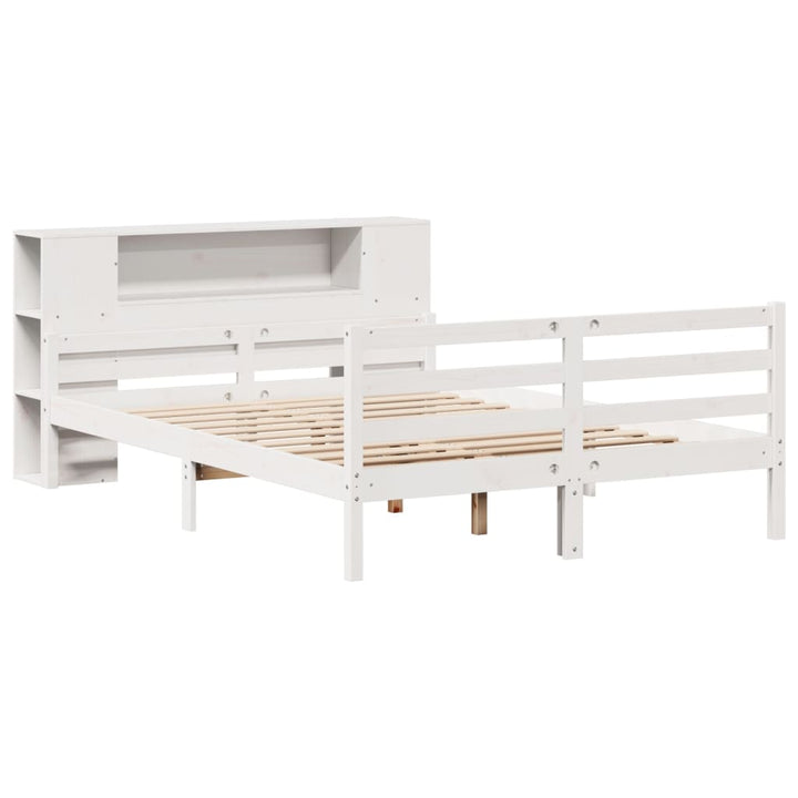 seng med reol uden madras 135x190 cm massivt fyrretræ hvid