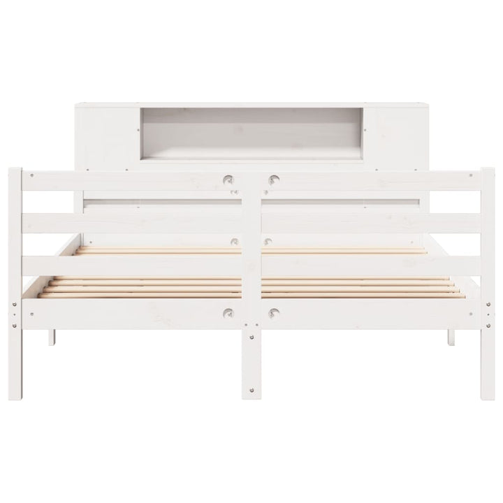 seng med reol uden madras 135x190 cm massivt fyrretræ hvid