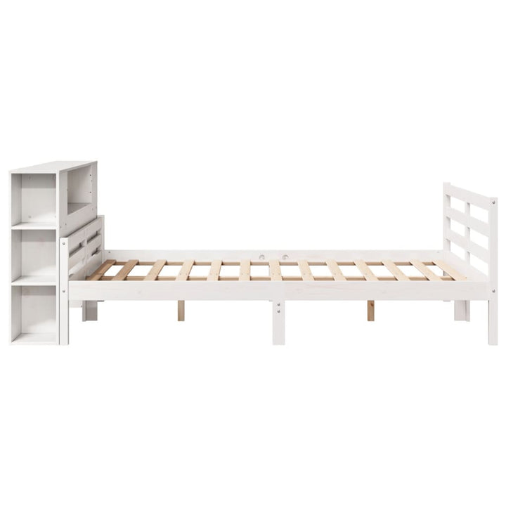 seng med reol uden madras 135x190 cm massivt fyrretræ hvid