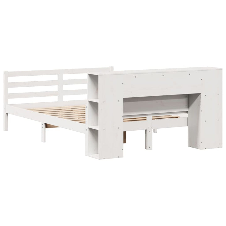 seng med reol uden madras 135x190 cm massivt fyrretræ hvid