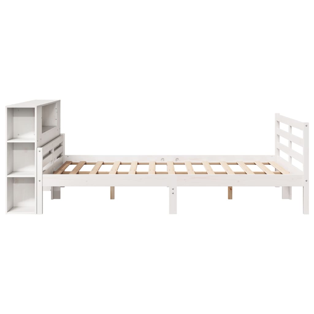 seng med reol uden madras 140x200 cm massivt fyrretræ hvid