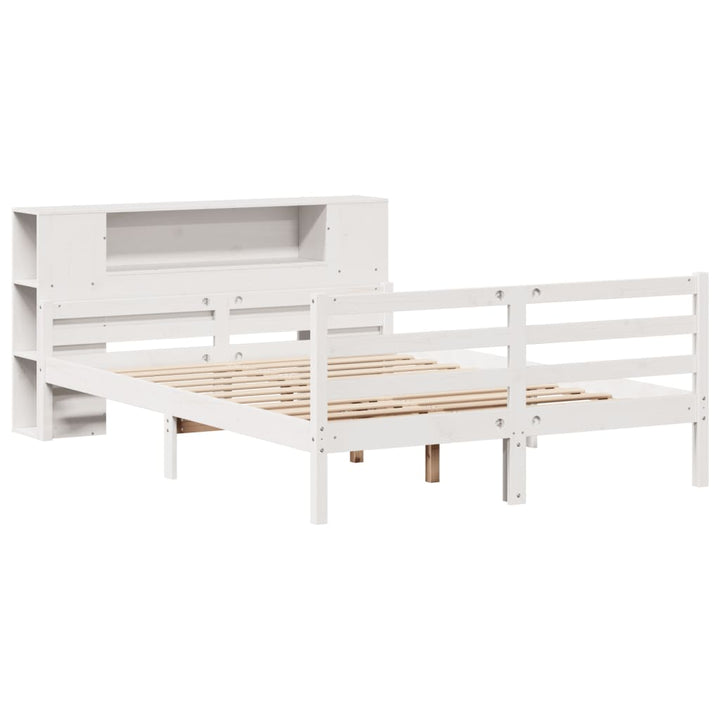seng med reol uden madras 150x200 cm massivt fyrretræ hvid