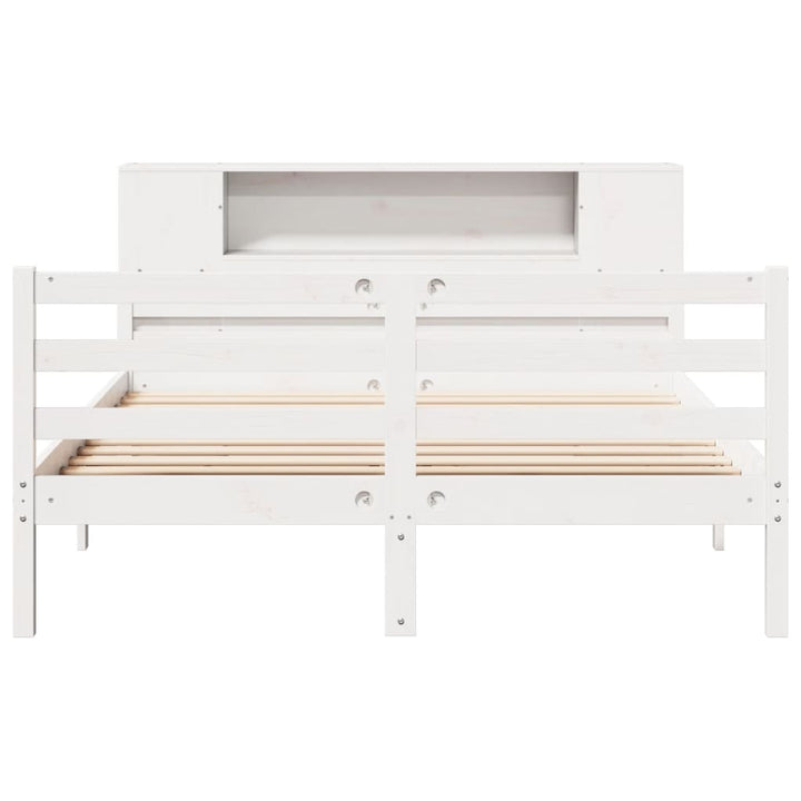 seng med reol uden madras 150x200 cm massivt fyrretræ hvid