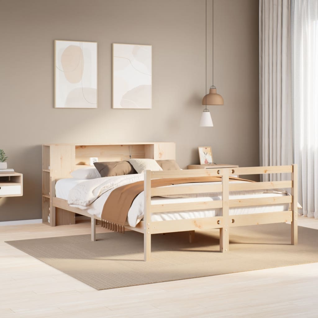 seng med reol uden madras 160x200 cm massivt fyrretræ