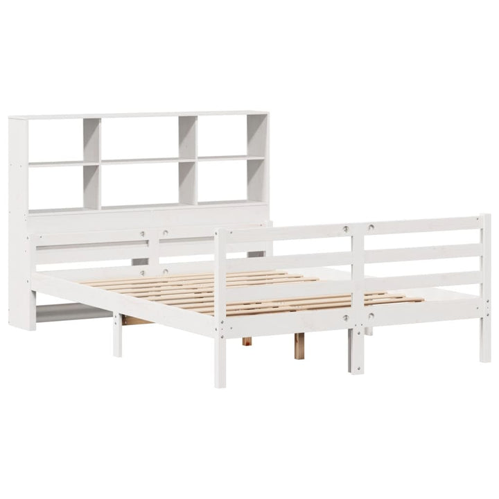 seng med reol uden madras 140x200 cm massivt fyrretræ hvid