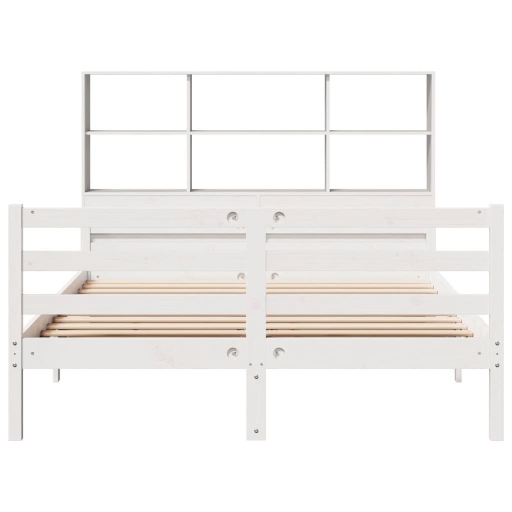 seng med reol uden madras 140x200 cm massivt fyrretræ hvid