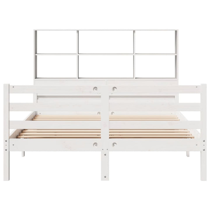 seng med reol uden madras 140x200 cm massivt fyrretræ hvid