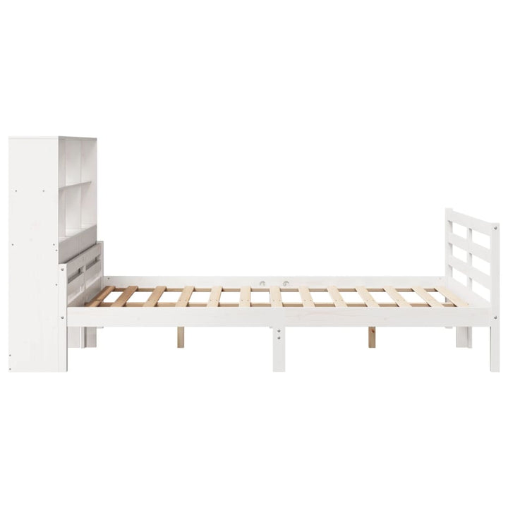 seng med reol uden madras 140x200 cm massivt fyrretræ hvid