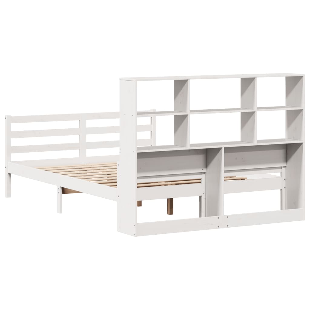seng med reol uden madras 140x200 cm massivt fyrretræ hvid