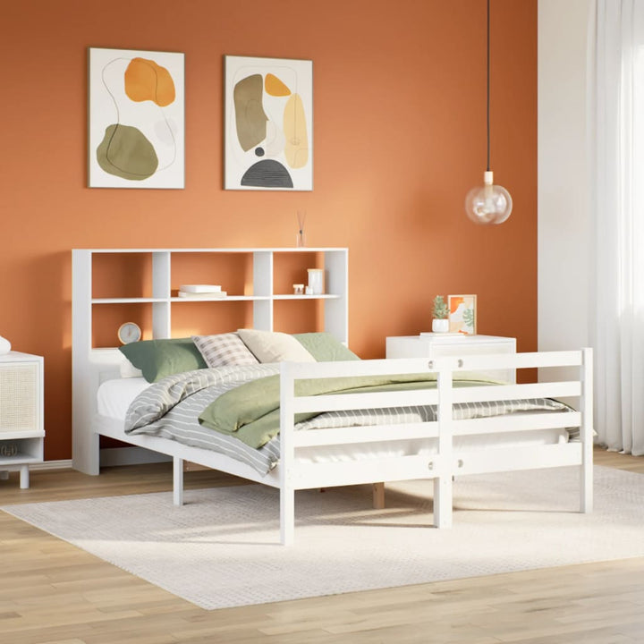 seng med reol uden madras 140x200 cm massivt fyrretræ hvid