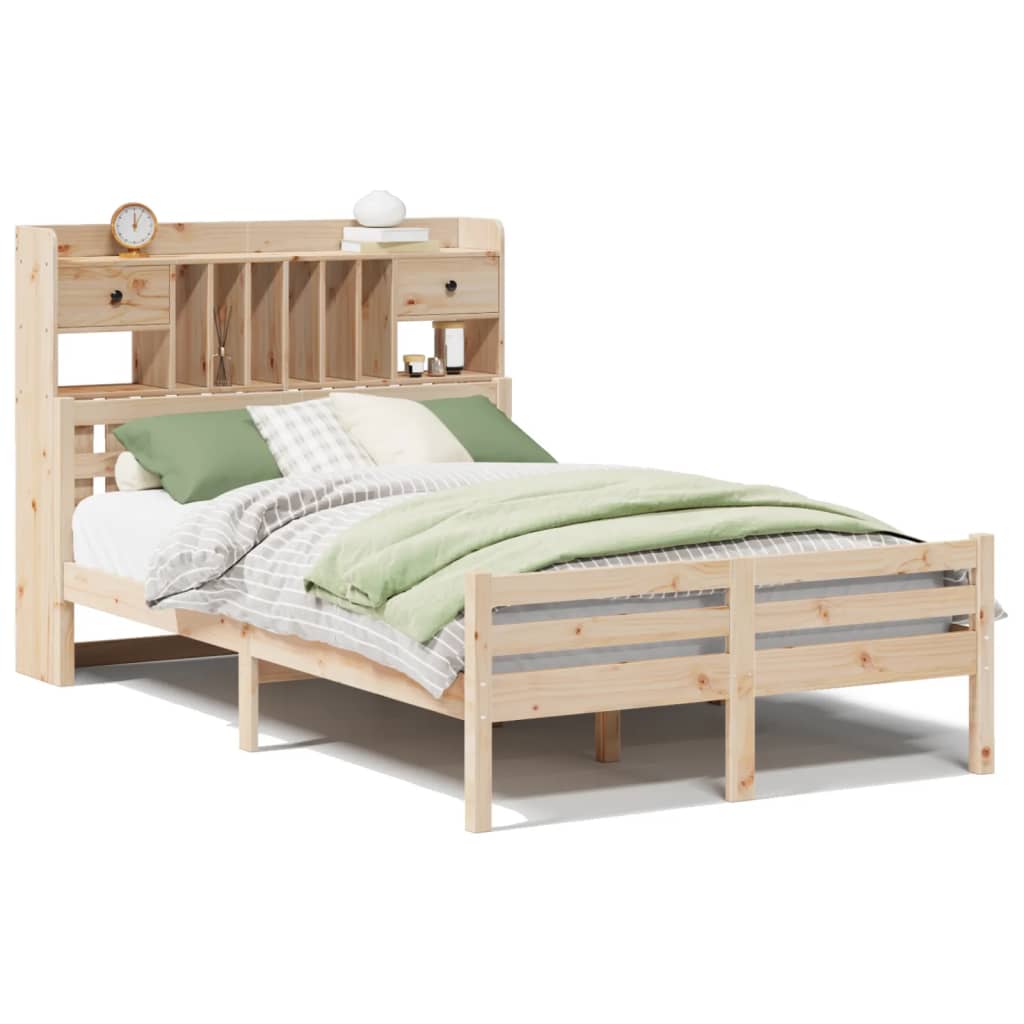 seng med reol uden madras 135x190 cm massivt fyrretræ