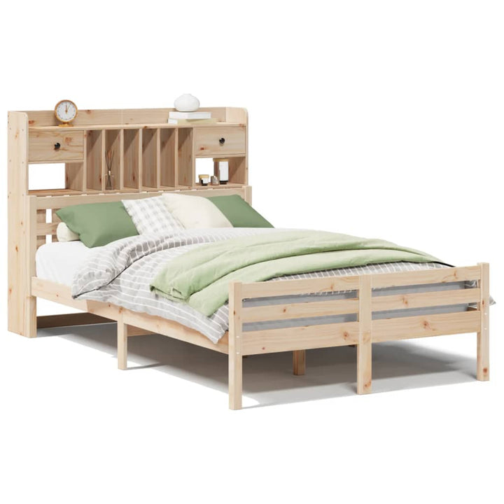 seng med reol uden madras 135x190 cm massivt fyrretræ
