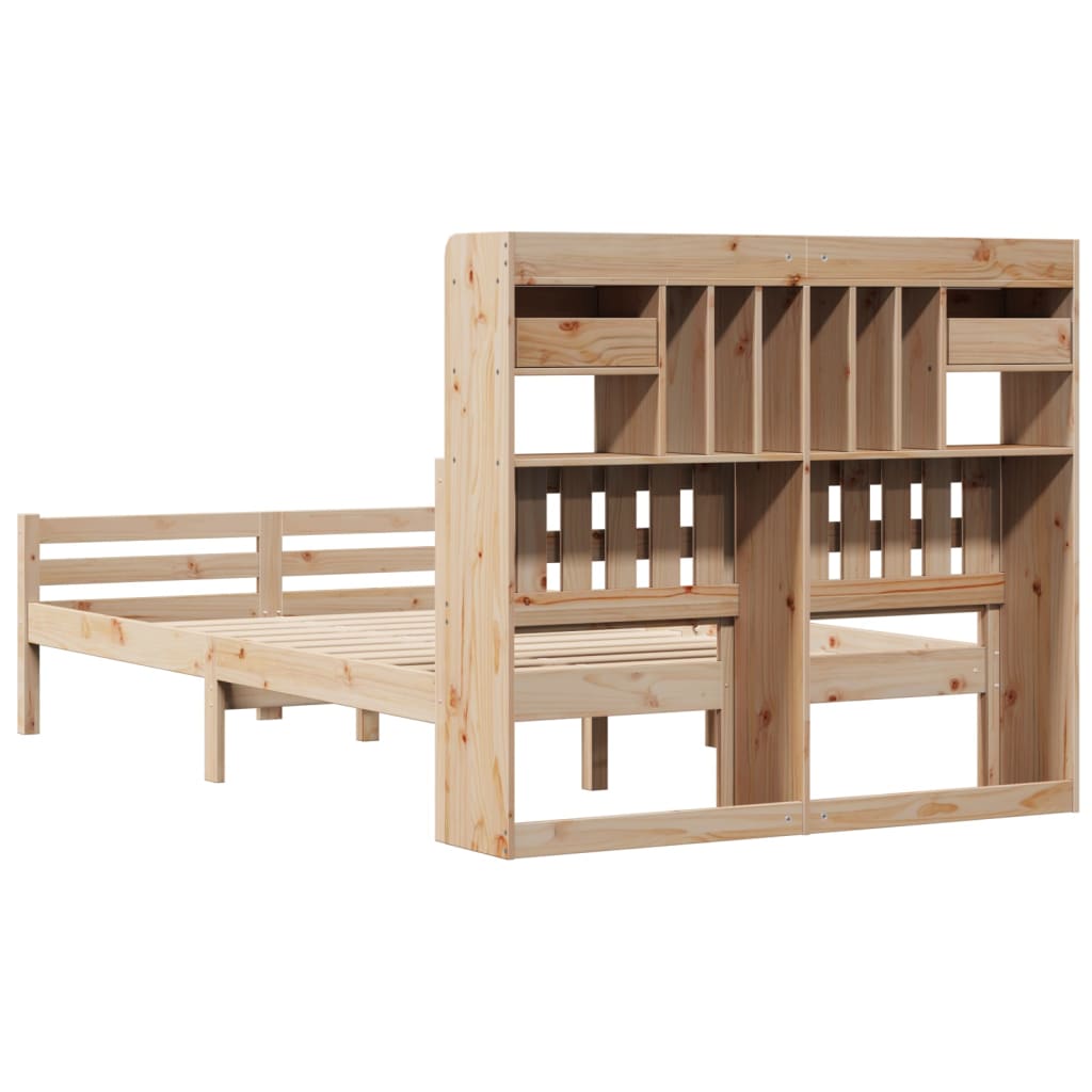 seng med reol uden madras 135x190 cm massivt fyrretræ
