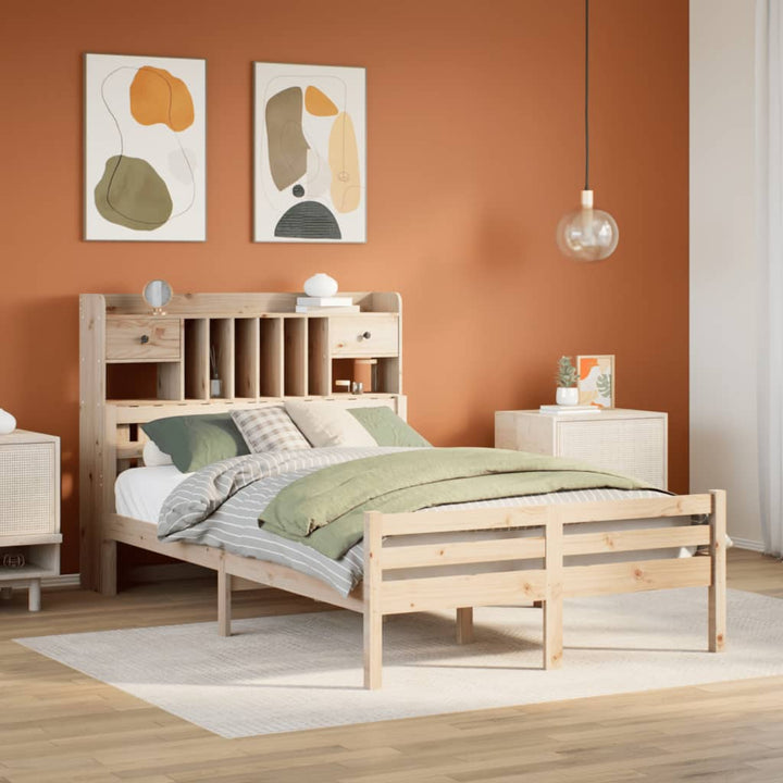 seng med reol uden madras 135x190 cm massivt fyrretræ