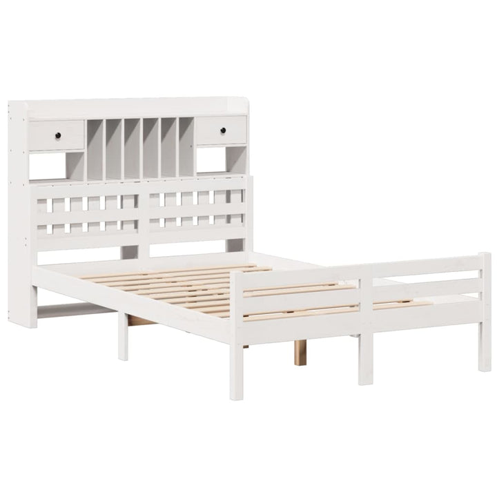 seng med reol uden madras 135x190 cm massivt fyrretræ hvid