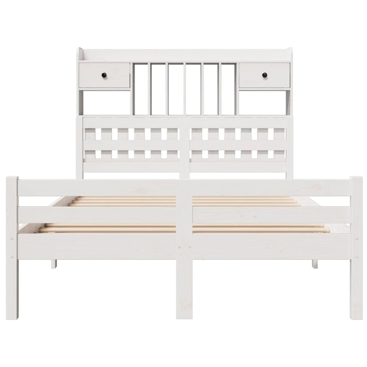 seng med reol uden madras 135x190 cm massivt fyrretræ hvid