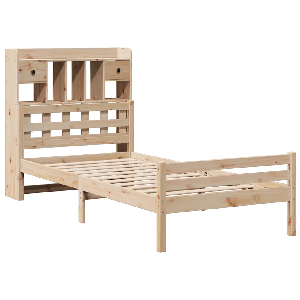 seng med reol uden madras 90x200 cm massivt fyrretræ