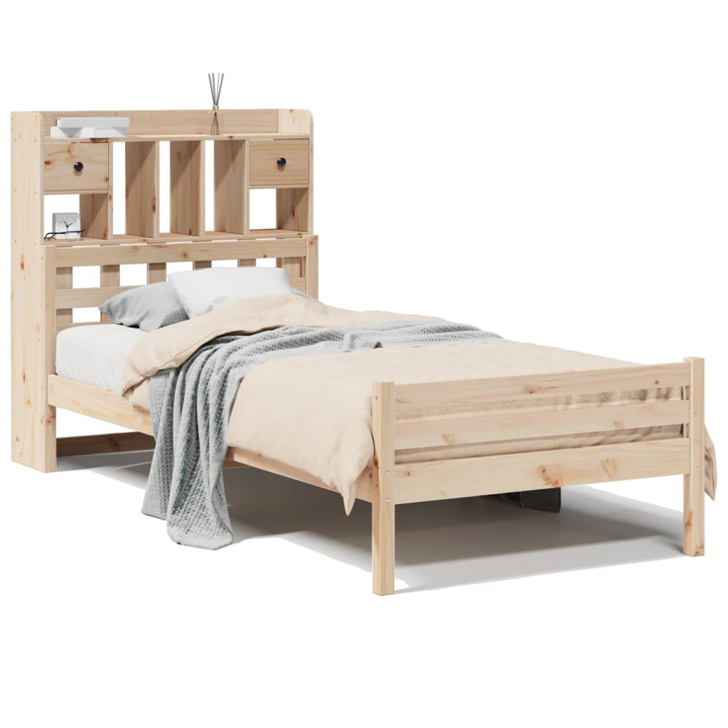 seng med reol uden madras 100x200 cm massivt fyrretræ