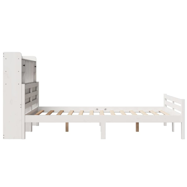 seng med reol uden madras 140x200 cm massivt fyrretræ hvid