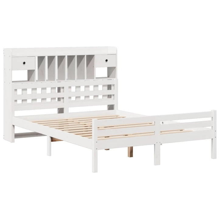 seng med reol uden madras 150x200 cm massivt fyrretræ hvid