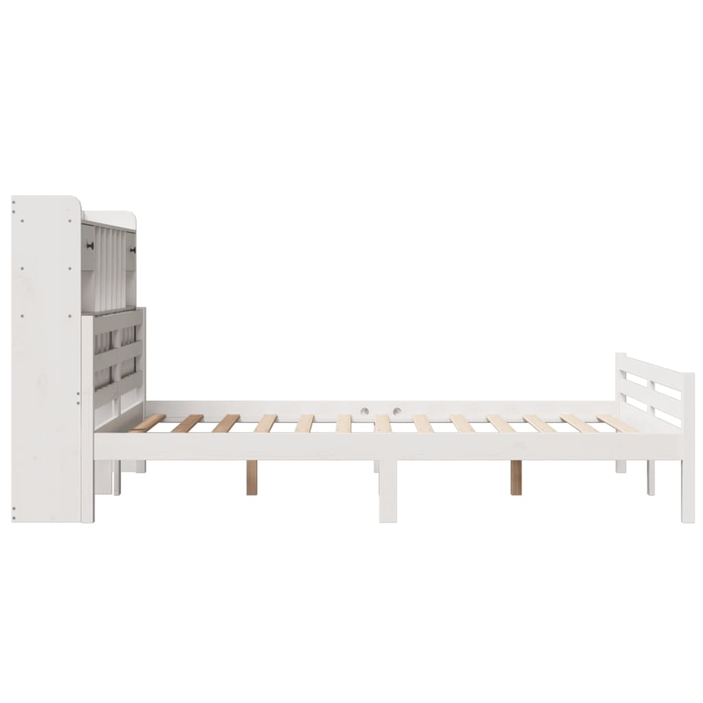 seng med reol uden madras 150x200 cm massivt fyrretræ hvid