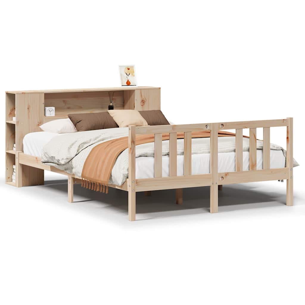 seng med reol uden madras 135x190 cm massivt fyrretræ