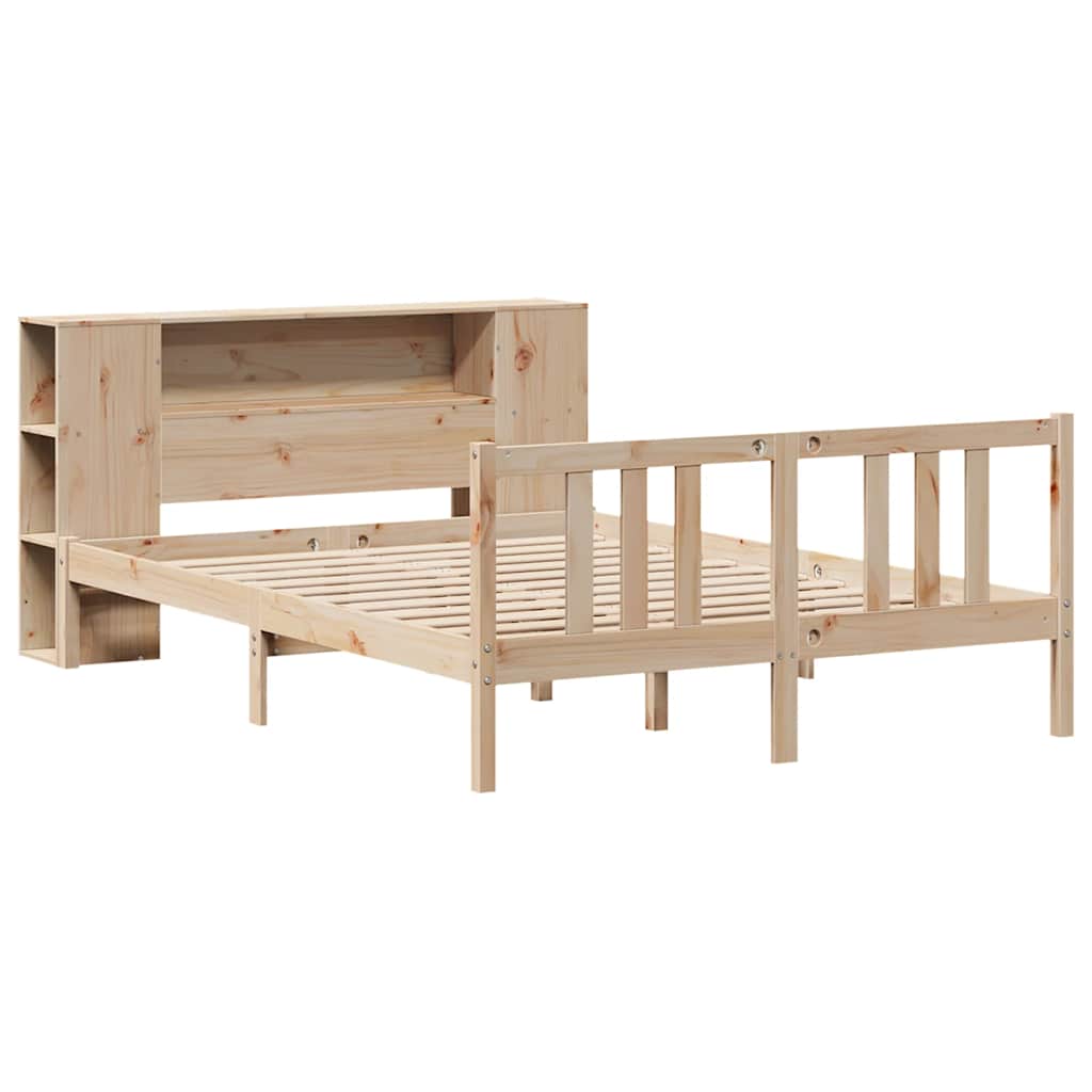 seng med reol uden madras 135x190 cm massivt fyrretræ