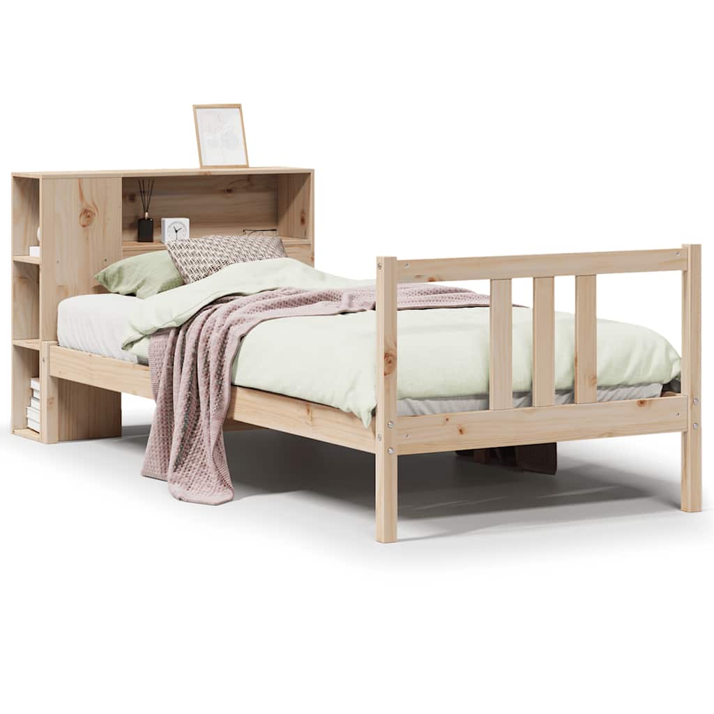 seng med reol uden madras 75x190 cm massivt fyrretræ