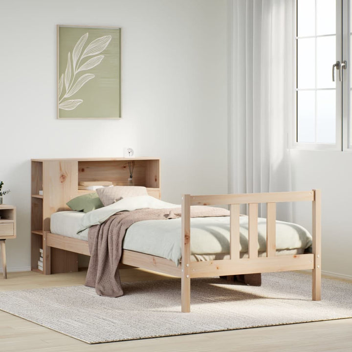 seng med reol uden madras 75x190 cm massivt fyrretræ