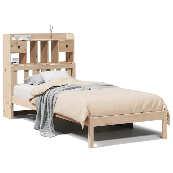 seng med reol uden madras 75x190 cm massivt fyrretræ