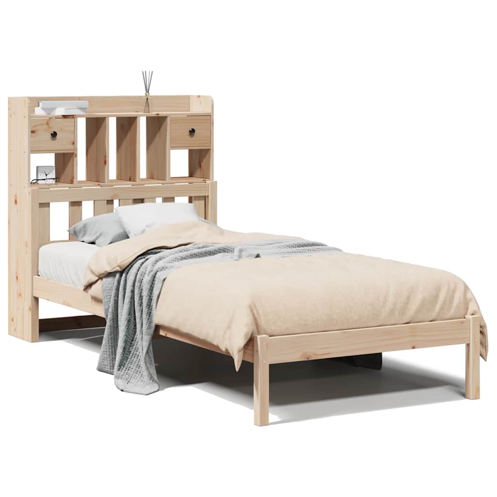 seng med reol uden madras 75x190 cm massivt fyrretræ