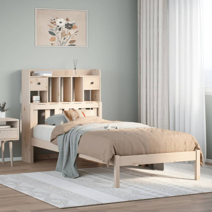 seng med reol uden madras 75x190 cm massivt fyrretræ