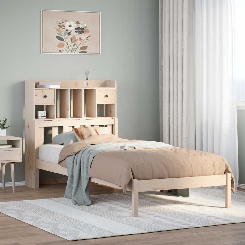 seng med reol uden madras 75x190 cm massivt fyrretræ