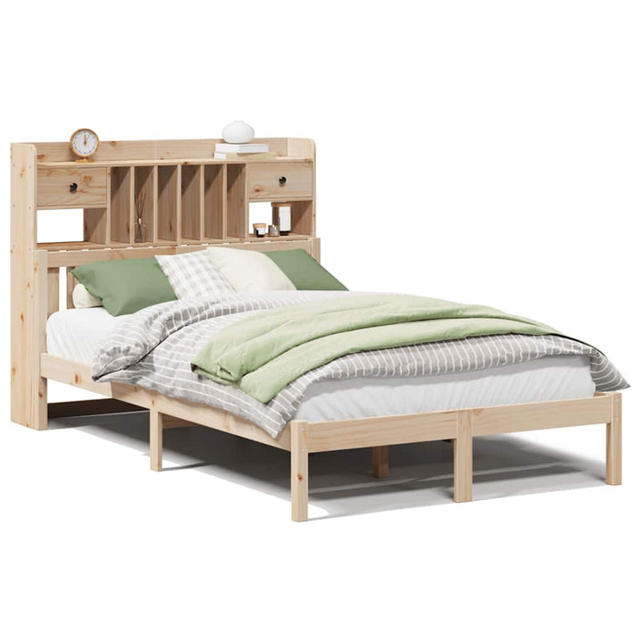 seng med reol uden madras 135x190 cm massivt fyrretræ