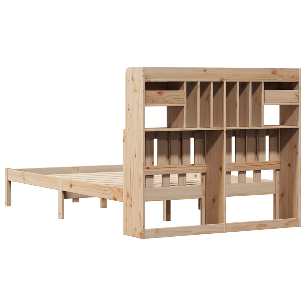 seng med reol uden madras 135x190 cm massivt fyrretræ