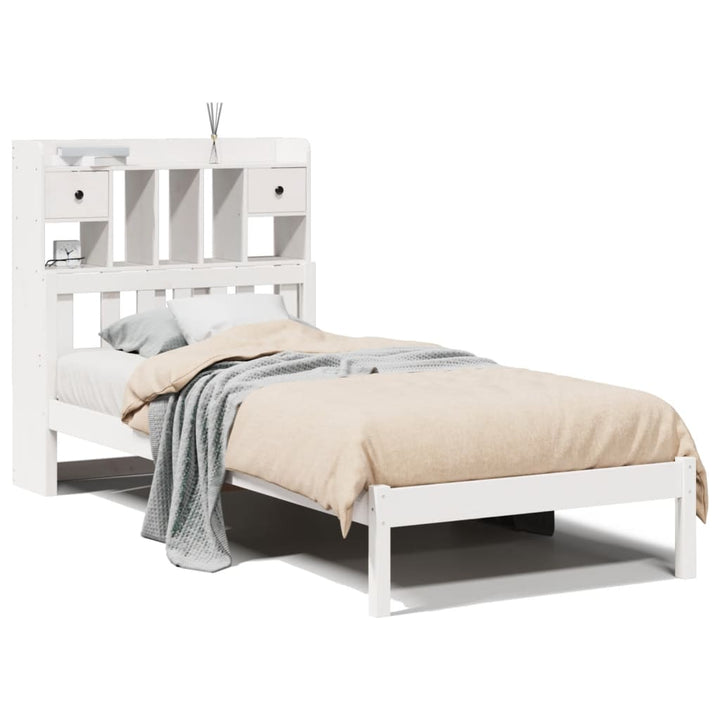 seng med reol uden madras 90x200 cm massivt fyrretræ hvid