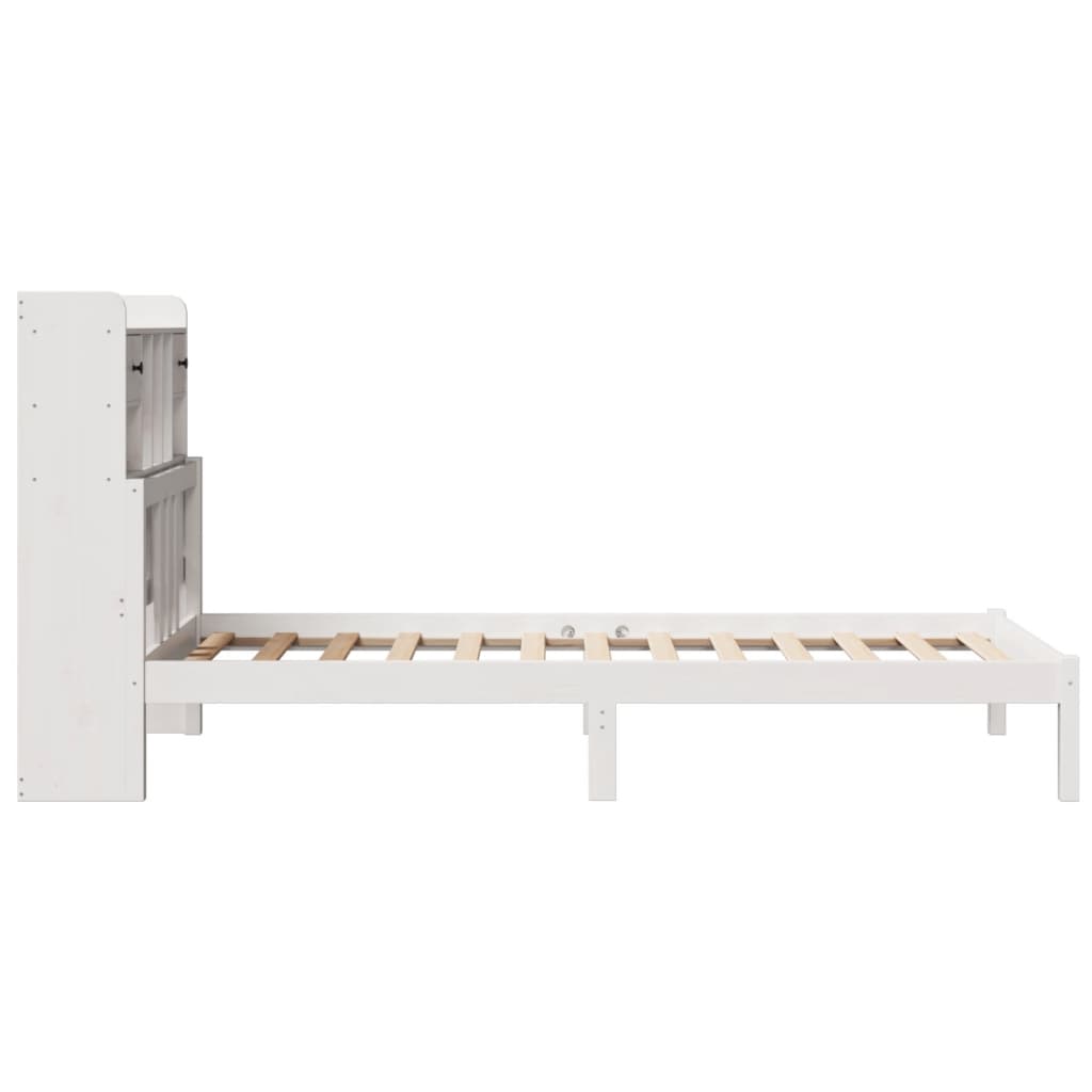 seng med reol uden madras 90x200 cm massivt fyrretræ hvid